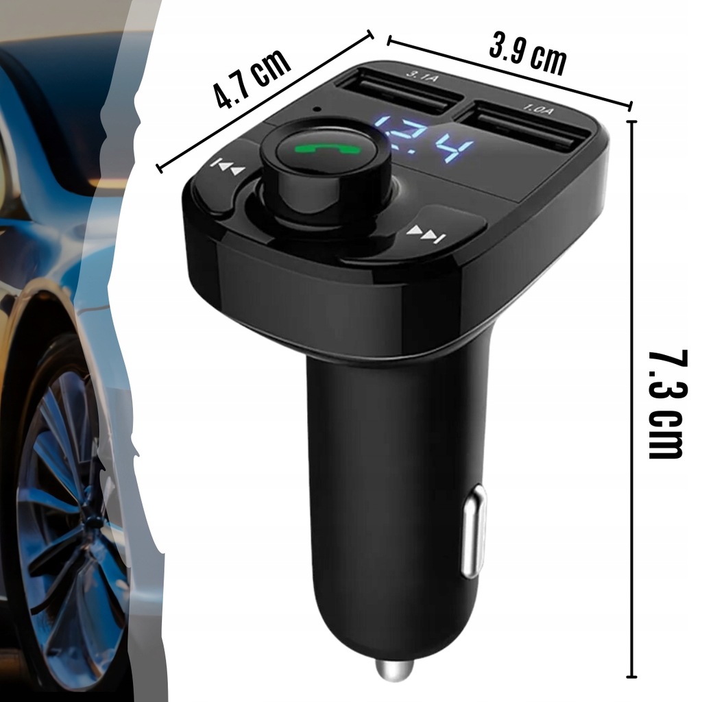 TRANSMITER FM SZYBKA ŁADOWARKA BLUETOOTH AUDIO MP3 BT 3X USB RGB Zasilanie gniazdo zapalniczki samochodowej 12V gniazdo zapalniczki samochodowej 24V